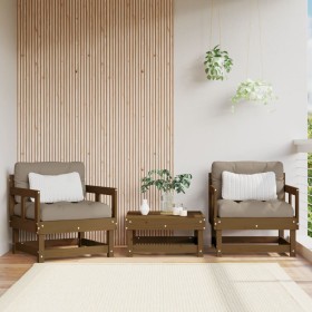 Garden armchairs, 2 units, solid pine wood, honey brown. by , Modular outdoor sofas - Ref: Foro24-825390, Price: 131,99 €, Di...