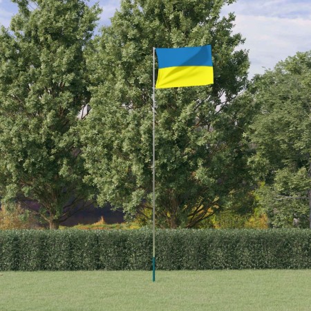 Ukraine flagpole and flag, aluminum, 5.55 m by , Flags and windsocks - Ref: Foro24-3210074, Price: 60,19 €, Discount: %