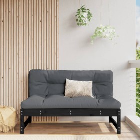 Central garden sofa made of solid black pine wood 120x80 cm by , Modular outdoor sofas - Ref: Foro24-825706, Price: 112,99 €,...