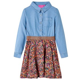 Langärmeliges Kinderkleid in Marineblau und Denim 140 von , Kinderkleider - Ref: Foro24-14123, Preis: 16,94 €, Rabatt: %