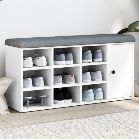 Engineered wood white shoemaker bench 102x32x50 cm by , Benches for halls and storage - Ref: Foro24-835089, Price: 108,75 €, ...