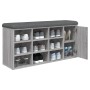 Banco zapatero madera de ingeniería gris Sonoma 102x32x50 cm de , Bancos para recibidores y almacenamiento - Ref: Foro24-8350...