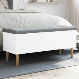 White engineered wood storage bench 102x42x46 cm by , Benches for halls and storage - Ref: Foro24-835082, Price: 99,27 €, Dis...