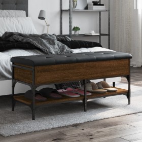 Engineered wood shoe bench in brown oak, 102x42x45 cm by , Benches for halls and storage - Ref: Foro24-835201, Price: 91,06 €...