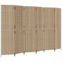 Biombo de 6 paneles ratán sintético beige de , Divisores de ambientes - Ref: Foro24-365355, Precio: 266,25 €, Descuento: %