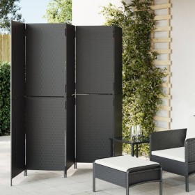 Biombo de 5 paneles ratán sintético negro de , Divisores de ambientes - Ref: Foro24-365348, Precio: 213,99 €, Descuento: %