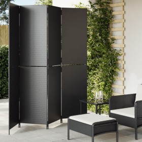 4-panel black synthetic rattan screen by , Room dividers - Ref: Foro24-365360, Price: 169,99 €, Discount: %