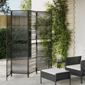 4-panel black synthetic rattan screen by , Room dividers - Ref: Foro24-365376, Price: 128,82 €, Discount: %