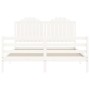 Double bed frame with white solid wood headboard by , Beds and slatted bases - Ref: Foro24-3194187, Price: 171,76 €, Discount: %