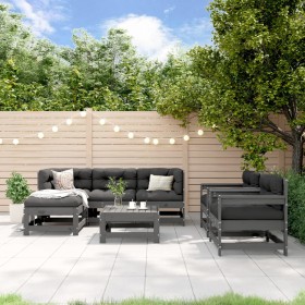 Garden furniture set 7 pieces solid gray pine wood by , Garden sets - Ref: Foro24-3186244, Price: 484,48 €, Discount: %