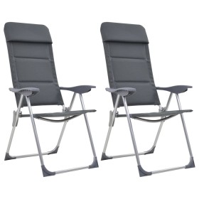 Aluminum camping chairs 2 units gray 58x69x111 cm by vidaXL, camping furniture - Ref: Foro24-44312, Price: 163,99 €, Discount: %