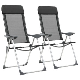 Aluminum folding camping chairs 2 units black by vidaXL, camping furniture - Ref: Foro24-44305, Price: 119,23 €, Discount: %