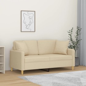 Sofá de 2 plazas con cojines tela color crema 140 cm de , Sofás - Ref: Foro24-3200911, Precio: 237,99 €, Descuento: %