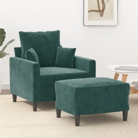 Dark green velvet armchair with stool 60 cm by , Sofas - Ref: Foro24-3201099, Price: 208,99 €, Discount: %