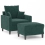 Sillón con taburete terciopelo verde oscuro 60 cm de , Sofás - Ref: Foro24-3201099, Precio: 208,99 €, Descuento: %