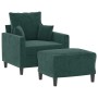 Sillón con taburete terciopelo verde oscuro 60 cm de , Sofás - Ref: Foro24-3201099, Precio: 208,99 €, Descuento: %