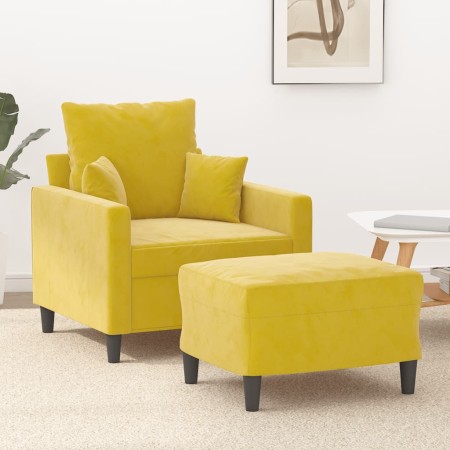 Sillón con taburete terciopelo amarillo 60 cm de , Sofás - Ref: Foro24-3201103, Precio: 209,05 €, Descuento: %