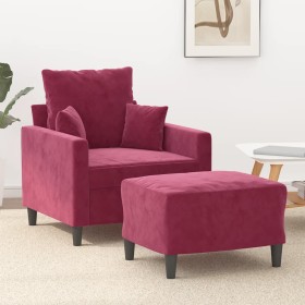 Roter Samtsessel mit Hocker 60 cm von , Sofas - Ref: Foro24-3201101, Preis: 209,99 €, Rabatt: %