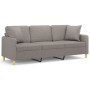 Sofá de 3 plazas con cojines tela gris taupe 180 cm de , Sofás - Ref: Foro24-3200924, Precio: 295,95 €, Descuento: %