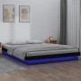 Black solid wood bed frame with LED 120x200 cm by , Beds and slatted bases - Ref: Foro24-819971, Price: 243,99 €, Discount: %