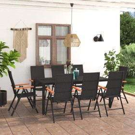 Juego de comedor para jardín 9 piezas negro y marrón de , Conjuntos de jardín - Ref: Foro24-3060087, Precio: 772,83 €, Descue...