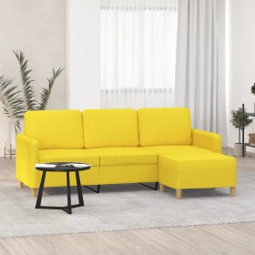 3-seater sofa with light yellow fabric stool 180 cm by , Sofas - Ref: Foro24-3201197, Price: 315,99 €, Discount: %