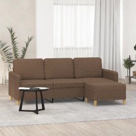 Sofá de 3 plazas con taburete de tela marrón 180 cm de , Sofás - Ref: Foro24-3201195, Precio: 334,99 €, Descuento: %