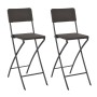 Folding garden stool 2 pcs HDPE brown steel rattan look by vidaXL, Garden chairs - Ref: Foro24-44558, Price: 144,33 €, Discou...