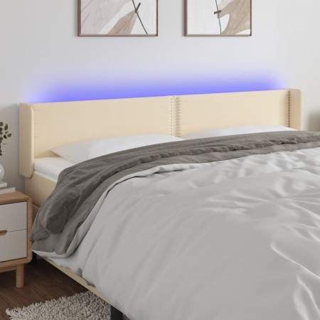 Cream fabric headboard with LED 163x16x78/88 cm by , Headboards and footboards - Ref: Foro24-3123107, Price: 76,99 €, Discoun...