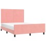 Pink velvet bed frame with headboard 140x190 cm by , Beds and slatted bases - Ref: Foro24-3125695, Price: 223,04 €, Discount: %