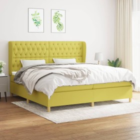 Cama box spring con colchón tela verde 200x200 cm de , Camas y somieres - Ref: Foro24-3128796, Precio: 678,99 €, Descuento: %