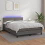 Box spring bed with mattress and LED gray synthetic leather 140x200 cm by , Beds and slatted bases - Ref: Foro24-3134169, Pri...