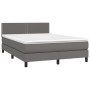 Box spring bed with mattress and LED gray synthetic leather 140x200 cm by , Beds and slatted bases - Ref: Foro24-3134169, Pri...