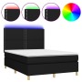 Cama box spring colchón y luces LED tela negro 140x200 cm de , Camas y somieres - Ref: Foro24-3135359, Precio: 516,11 €, Desc...