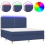 Cama box spring colchón y luces LED tela azul 160x200 cm de , Camas y somieres - Ref: Foro24-3135371, Precio: 569,81 €, Descu...