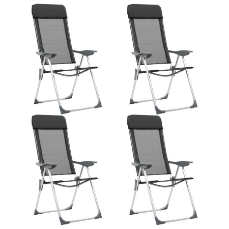 Folding aluminum camping chairs, 4 units, black. by vidaXL, camping furniture - Ref: Foro24-44308, Price: 193,99 €, Discount: %