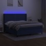 Box spring bed mattress and LED lights blue fabric 160x200 cm by , Beds and slatted bases - Ref: Foro24-3138251, Price: 608,0...