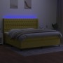 Boxspringbett-Matratze und LED-Leuchten, grüner Stoff, 200 x 200 cm von , Betten und Lattenroste - Ref: Foro24-3138588, Preis...