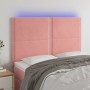 Pink velvet headboard with LED lights 144x5x118/128 cm by , Headboards and footboards - Ref: Foro24-3122337, Price: 104,99 €,...