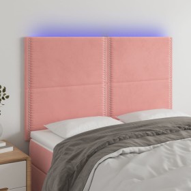 Cabecero con luces LED terciopelo rosa 144x5x118/128 cm de , Cabeceros y pies de cama - Ref: Foro24-3122337, Precio: 104,30 €...