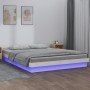 Estructura de cama con LEDs madera maciza blanca 150x200 cm de , Camas y somieres - Ref: Foro24-819978, Precio: 135,24 €, Des...