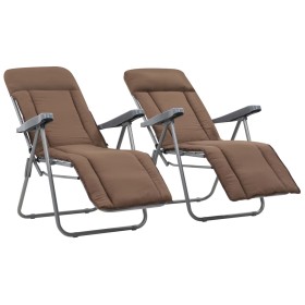 Folding garden chairs with cushions 2 units brown by vidaXL, Garden chairs - Ref: Foro24-44321, Price: 134,99 €, Discount: %