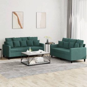 Zweiteilige Sofagarnitur aus dunkelgrünem Samt mit Kissen von , Sofas - Ref: Foro24-3201702, Preis: 458,99 €, Rabatt: %