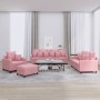 Pink velvet 4-piece sofa set with cushions by , Sofas - Ref: Foro24-3201693, Price: 719,41 €, Discount: %