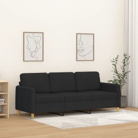 3-seater black fabric sofa 180 cm by , Sofas - Ref: Foro24-359490, Price: 296,99 €, Discount: %