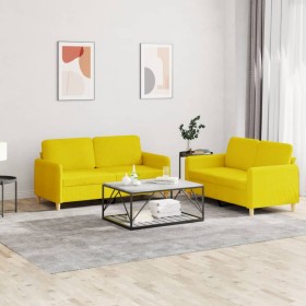 Sofa set with cushions 2 pieces light yellow fabric by , Sofas - Ref: Foro24-3202091, Price: 446,99 €, Discount: %