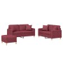 Sofa set with cushions 3 pieces red fabric by , Sofas - Ref: Foro24-3202116, Price: 489,99 €, Discount: %