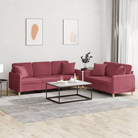 Sofa set with cushions 2 pieces red fabric by , Sofas - Ref: Foro24-3202140, Price: 512,99 €, Discount: %