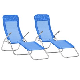 Folding sun loungers 2 units blue textilene by vidaXL, Loungers - Ref: Foro24-44337, Price: 95,99 €, Discount: %