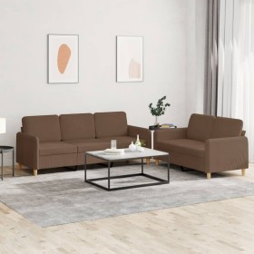 Sofa set with cushions 2 pieces brown fabric by , Sofas - Ref: Foro24-3202121, Price: 499,99 €, Discount: %